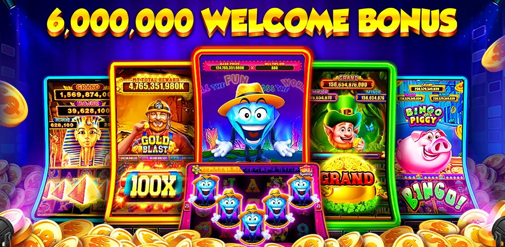 Jackpot World™ gépválasztékot bemutató Google Play-grafika